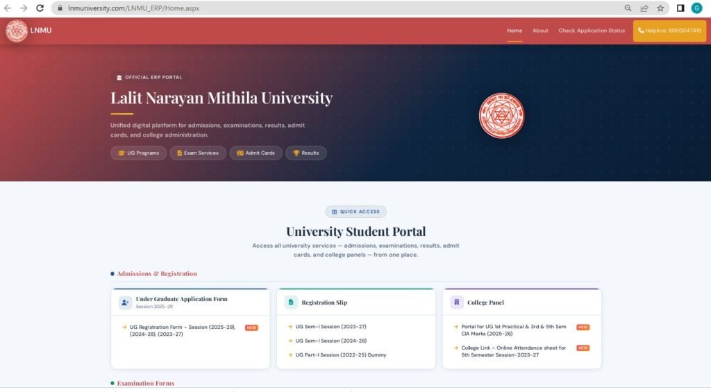 LNMU UG Admission 2026 Online